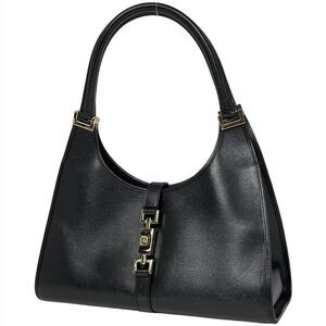 Gucci Jackie Line Shoulder Bag Shoulder Handbag Logo Shoulder Bag Leather Black